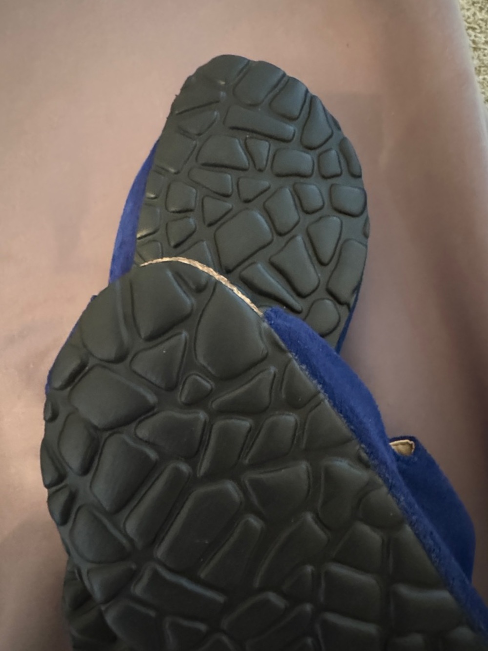 Bio-Gold Women's Royal Blue Suede Slide Sandals with Dual Straps - Picture 2 of 2